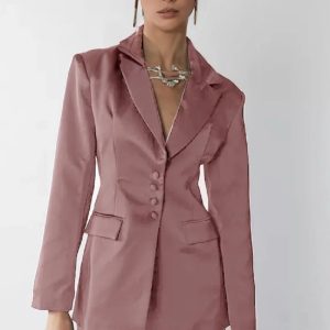 Tailor Suite Women's Satin Classic Vintage Single-breasted Two-piece Pant Suit