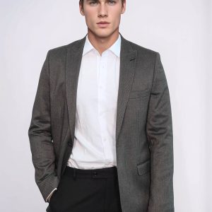 Patterned Slim-Fit Brown Men Blazer