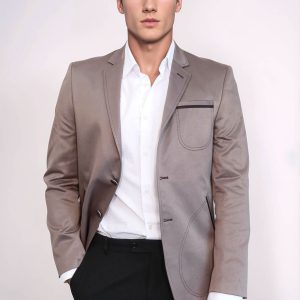 Beige Blazer With Patch Pockets