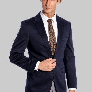 Navy Blue Plain Slim-Fit Jacket