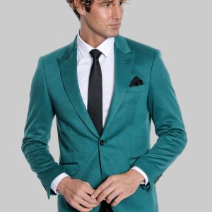 Cotton Slim Fit Plain Green Men Blazer