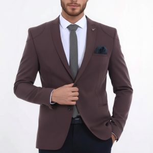 2 Button Shoulder Split Cotton Brown Jacket