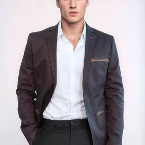 Double Button Mono Lapel Bag Pocket Cotton Brown Jacket