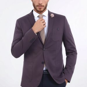 Double Buttons Mono Lapel Bag Pocket Brown Jacket
