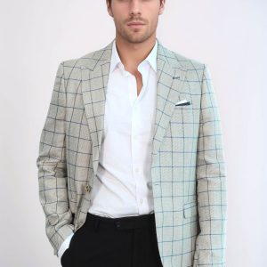 Single Button Pointed Collar Beige Blazer