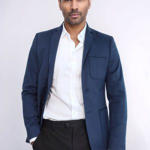 Modeled Slim Fit Navy Blue Jacket