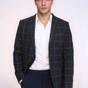 2 Button Plaid Wool Brown Jacket