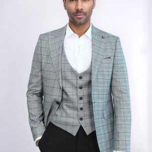 Set Of Plaid Blazer And Vest