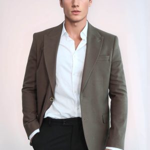 Plain Slim Fit Sport Brown Men Blazer