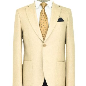 Slim Fit Plain Wide Lapel Cream Men Wool Blazer