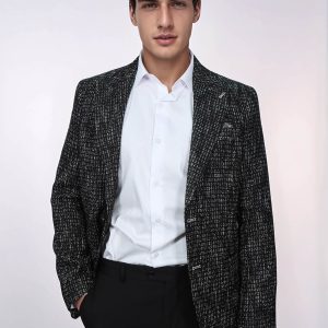 Slim Fit Patterned Sport Black Men Blazer