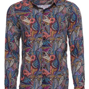 Patterned Slim Fit Long Sleeves Multicolor Men Shirt