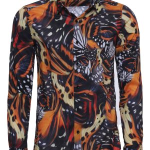 Animal Patterned Long Sleeves Multicolor Men's Shirt