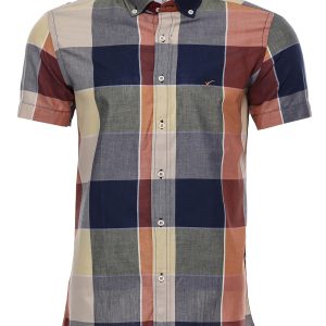 Checked Cotton Slim-Fit Navy Blue Men Shirt