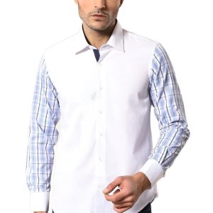 Plaid Arm White Shirt