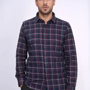 Thick Patterned Navy Blue Men Lumberjack Shirt