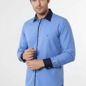 Double Colored Blue Slim Fit Shirt