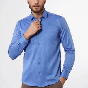 Dot Patterned Blue Shirt