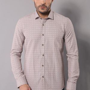 Patterned Slim Fit Beige Shirt
