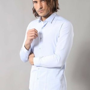Blue Patterned Slim Fit Shirt