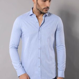 Light Blue Cotton Shirt For Men