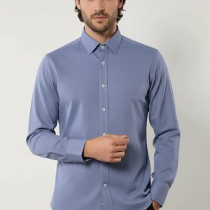 Blue Plain Linen Men's Shirt