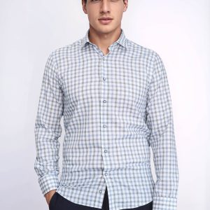 Blue Slim Fit Check Shirt