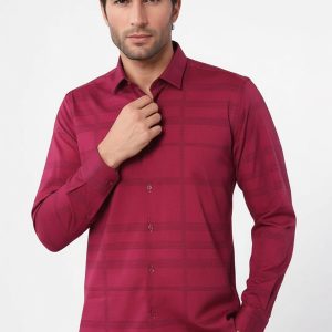 Patterned Striped Burgundy Shirt