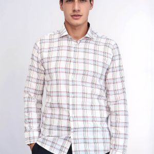 Casual White Plaid Shirt