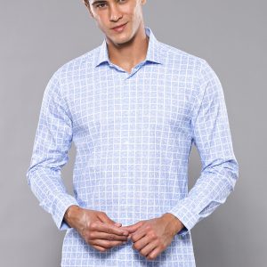 Patterned Plaid Light Blue Shirt