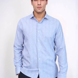 Checked Long Sleeve Blue Shirt