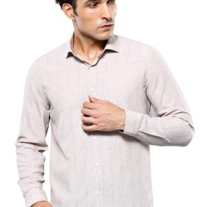 Plaid Beige Slim-Fit Shirt