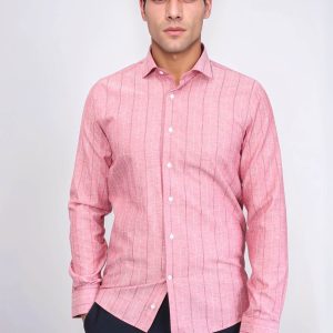 Checked Light Burgundy Men's Shirt