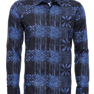 Navy Blue Patterned Shirt