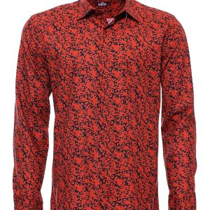Black Patterned Shirt Over Burgundy