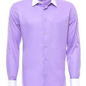 White Collar White Wrist Purple Shirt