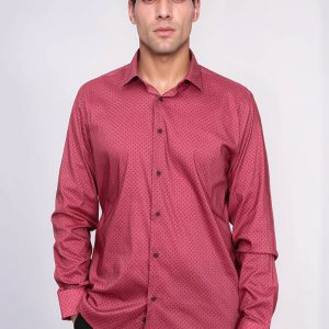 Patterned Slim Fit Burgundy Men Shirt