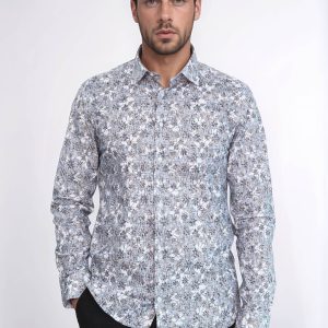 Bloom Patterned Grey Slim Fit Shirt