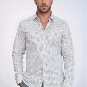 White Tiny Check Patterned Slim Fit Shirt