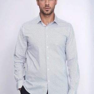 White Tiny Check Patterned Slim Fit Shirt