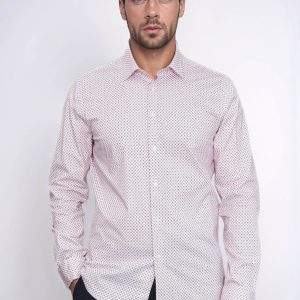 Claret Red Tiny Check Patterned Slim Fit Men Shirt