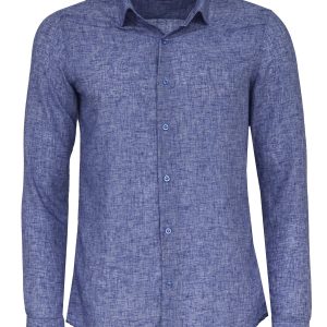 Slim Fit Patterned Navy Blue Men Shirt