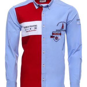 Cruise Yachting Crested Light Blue-Red Shirt