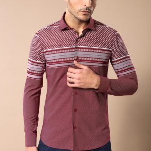 Burgundy Diamond Patterned Shirt