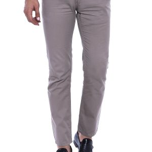 Flap Pockets Cotton Plain Beige Men Pants