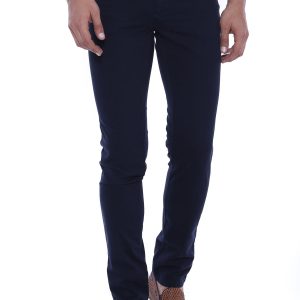 Slim Fit Plain 5 Pockets Navy Blue Men Pants
