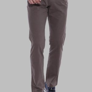 Plain Covered Pocket Suede Brown Men Pants