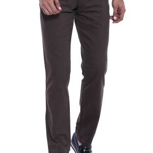 Canvas Pockets Cotton Dark Brown Men Pants