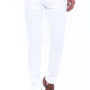 Patterned Cotton White Pants