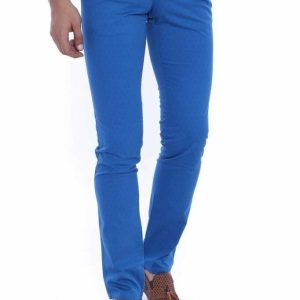 5 Pockets Sax Blue Men Pants